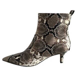 Franco Sarto Kitten Heel Pointed Toe Bootie Snake Print  Sz 11